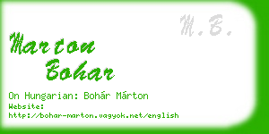 marton bohar business card